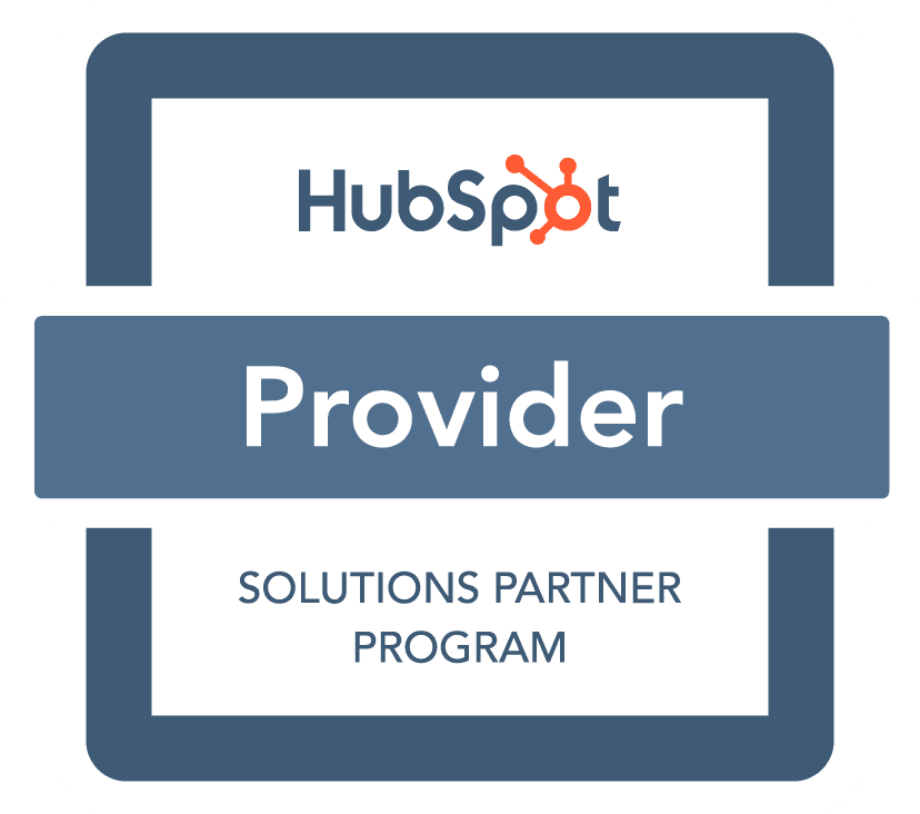 Hubspot logo that says provider and solutions partner program