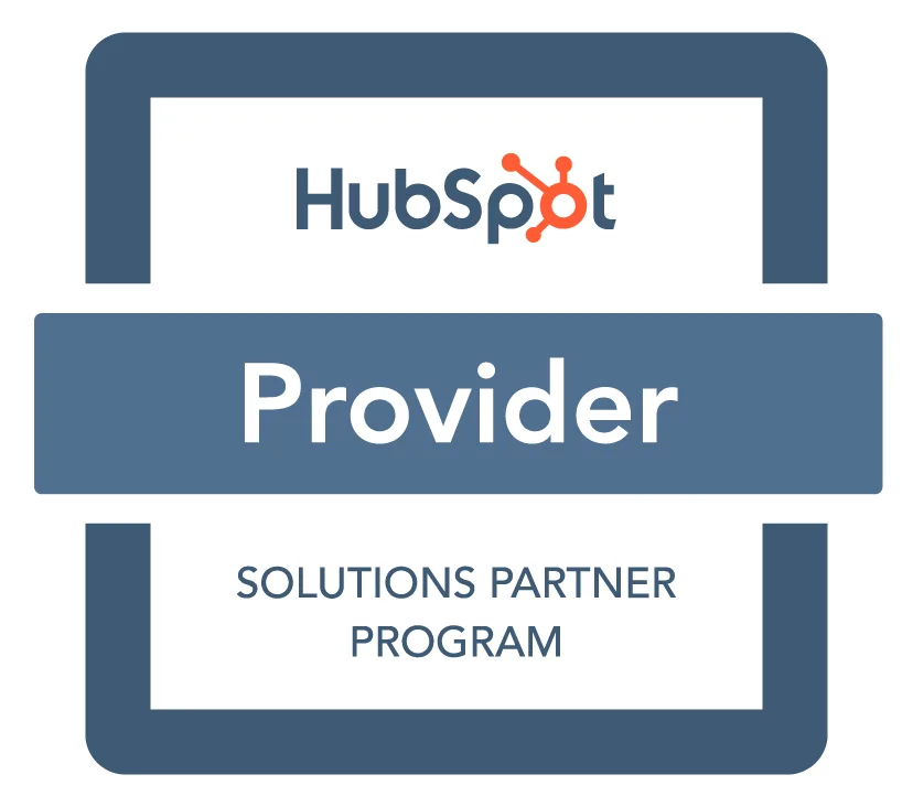 Hubspot logo that says provider and solutions partner program